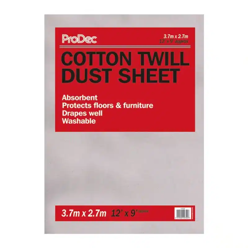 Folded dust sheet with packaging overlay