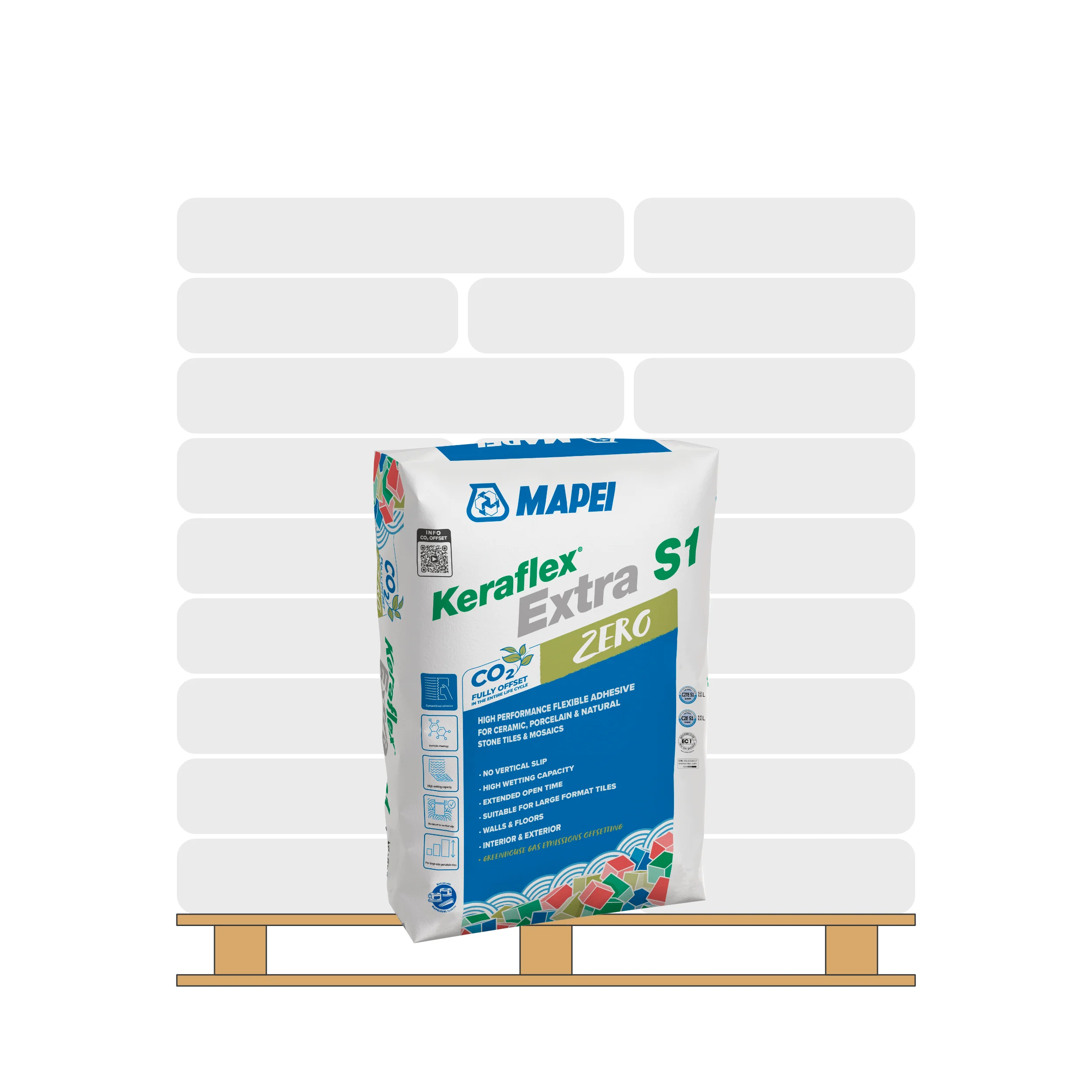 <span style="font-weight:700;color:var(--sale_colour)">FULL PALLET</span> MAPEI Keraflex Extra S1 Zero - White 20kg (48 bags)